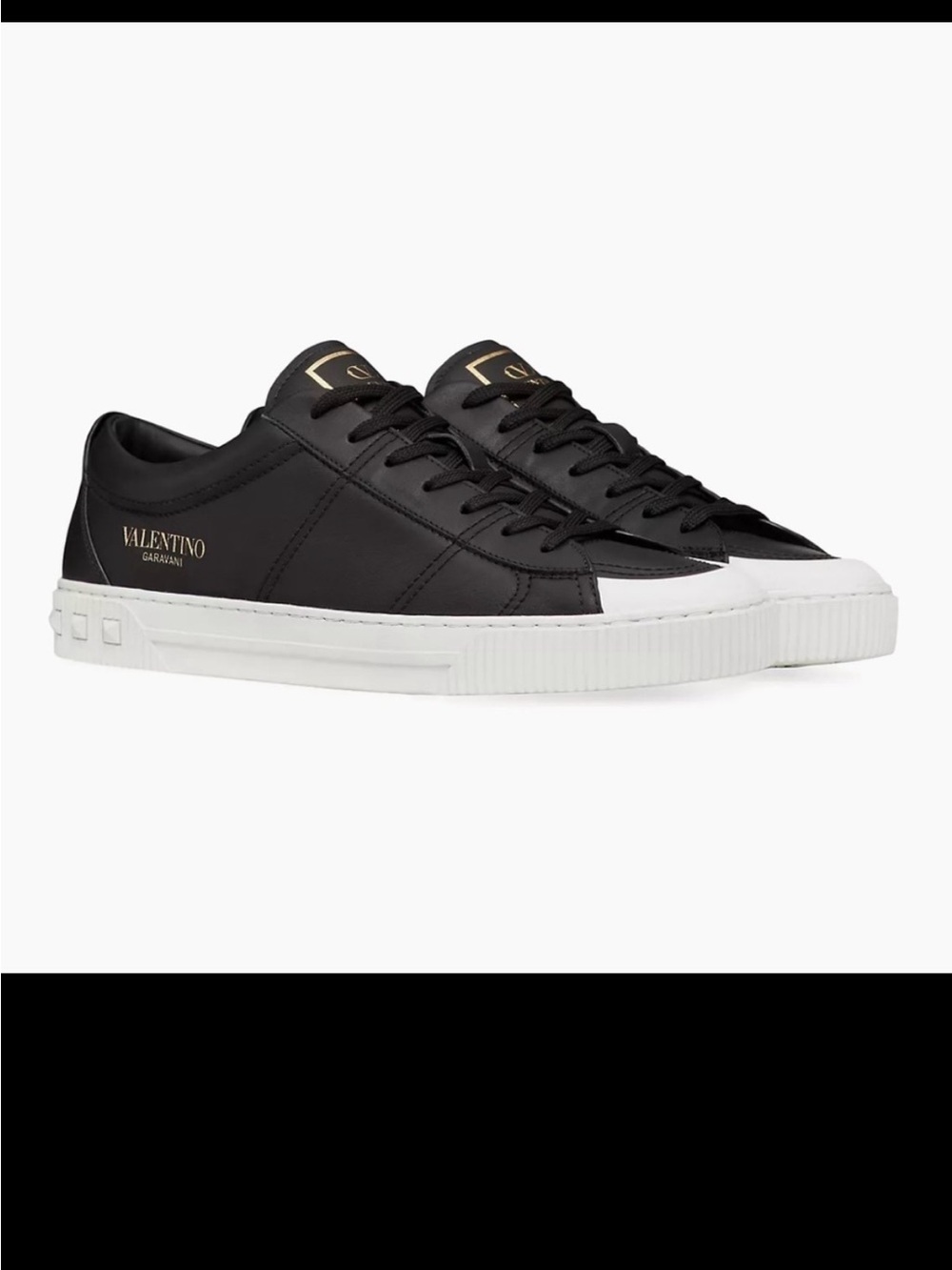 New Size 41.5 Valentino Garavani Cityplanet Calfskin Sneaker Black White Gold
